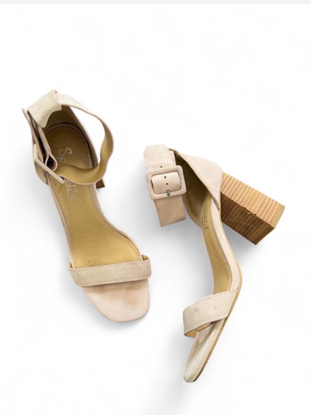 Splendid Blush Pink Suede Ankle Strap Block Heels 🌸 Size 8